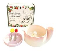 Ceramic Berry Washing Bowl - 360° Rotating Fruit Rinser & Strainer Basket |