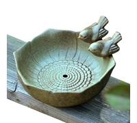 Ceramic Bird Bath Bowl - Decorative Garden Water Dish, Durable Construction, Anti Fade Painted , Stable Ground Placement Design | Backyard Wildlife Feeding, Patio Decor, Lawn Ornament, Nature