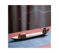 Ceramic Boat Incense Burner Fishing Man Stick Sandalwood Holder Censer Decor