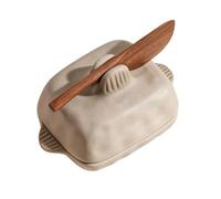 Ceramic Butter Dish - Cheese Holder, Lid with Butter Knives