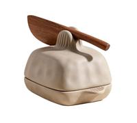 Ceramic Butter Holder With Cutting Tool | Butter Dish With Lid And Knives