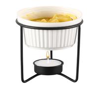 Ceramic Butter Warmer - Portable Multifunctional Pot, Personal Cheese and Butter Fondue Pot | Perfect for Seafood, Chocolate, Tea, Dessert, Snacks, Fruit, Milk, Sauce | Home Kitchen Cooking Supplies