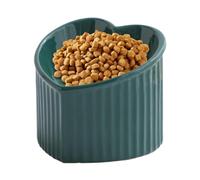 Ceramic Cat Bowl - Elevated Heart Shape, Non-Slip, Design