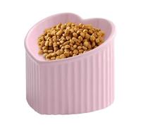 Ceramic Cat Bowl - Elevated Heart Shape, Non-Slip, Design