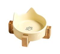Ceramic Cat Bowls - 1 cuenco de comida para perros anti boles a prueba de derrames, Cute Pet Feeder Bowl With Wooden Stand, Anti Vomiting Cute Cat Ear Pet Water Dish, Feeding & Watering Supplies For