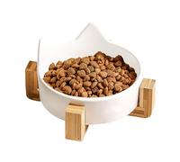 Ceramic Cat Bowls, Anti-Fall Dog Food Bowl, Spill-Proof Dog Cat Bowls, Cat Feeding Bowl with Wooden Stand, Cat Ear Pet Water Dish, Indoor Cat Water Bowl, Cute Cat Food Bowl,