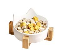 Ceramic Cat Bowls, Anti-Fall Dog Food Bowl, Spill-Proof Dog Cat Bowls, Cat Feeding Bowl with Wooden Stand, Cute Cat Ear Pet Water Dish, Pet Water Dish for Indoor Cats, Pet Food Water Dish