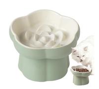 Ceramic Cat Feeder, Elevated Puzzle Bowl, 5.71x4.13 Inches Portable Dish with Slow Licking, Indoor Outdoor Pet Container, Stylish Kitten Plate with Design, Animal Feeding Bowl for Kitchen and Balcony