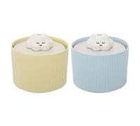 Ceramic Cat Water Fountain - 1.2L Automatic Drinking Fountain | Quiet USB Powered 3W Pump, 14x13cm Size, Yellow Blue Colors, Dog Water Dispenser for Small Pets Household