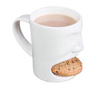 Ceramic Coffee Cup, Funny Face Breakfast Mug, 5.12x3.74x2.95 inches Heat Resistant Mug with Built-in Biscuits Slot for Restaurant, School, Workplace, Dormitory, Bedroom, or Gift Giving
