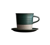 Ceramic Coffee Cup Set, Handmade Creative Mug, Simple Water, Retro Hand Brewed Plate(Green)