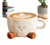 Ceramic Coffee Mug - 12.5x9.5x6cm High Temperature Fired Ceramic, Hot Chocolate Mug, Tea Drinkware, Feet Design | 300ml Capacity, Handle For Coffee, Tea, Hot Chocolate, Cappuccino, Home