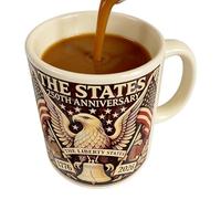 Ceramic Coffee Mug - 400ml 250th Commemorative Cup, Flat 2D Heat Retention Design | Large Tea Milk Juice Vessel For Father Dad Husband Home Gathering Hotel Apartment Souvenir