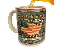 Ceramic Coffee Mug, 400ml 2d Flat Heat Retention Cup, Elegant 250th Edition Design, Easy Hold Comfort, for Chocolate Tea Milk Water Juice, Home Gathering Event Dorm Apartment Hotel Kitchen