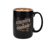 Ceramic Coffee Mug, Motivational Quote Cup, Strength Courage Drinkware 330ml Handle Design, for Home Office School Classroom Kids Parents Husband Wife Daily Beverage Use