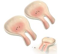 Ceramic Cute Bunny Soap Dish,Animal Shaped Bathroom Self-Draining Soap Holder,Kitchen Counter Decorative Soap Tray,Holds Sponge,Rings,Trinkets,Unique Home Decor Gift