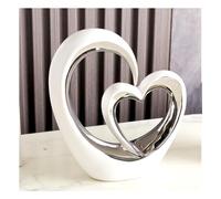 Ceramic Decorative Sculptures, Heart Sculpture, Abstract Decorative Statue, Room Decoration, Bedroom Decoration, Windowsill Decoration, Office Decoration, Silver Small