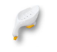 Ceramic Duck Soap Dish Self-Draining Soap Tray Duckbill Drain Soap Holder for Sink Top Shower Bathroom Kitchen (White)