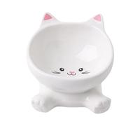 Ceramic Elevated Cat Bowl - Feeding Dish, with Non Slip Stable Base, Raised Pet Food Accessory | For Kitten Puppy Apartment City Living Travel Daily Comfort Use Elevated Bowl, Kitten Feeder