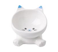 Ceramic Elevated Cat Bowl - Feeding Dish, with Non Slip Stable Base, Raised Pet Food Accessory | For Kitten Puppy Apartment City Living Travel Daily Comfort Use Elevated Bowl, Kitten Feeder