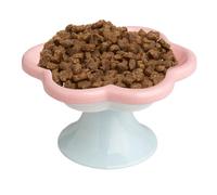 Ceramic Elevated Cat Bowl - Stylish & Stable Feeding | Porcelain Flower-Shaped Anti-Tipping Pet Dish | For Cat Food Water Snacks, Easy Clean Elevated Base,Comfortable Eating