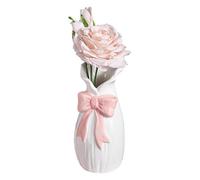 Ceramic Flower Vase, Floral Table Centerpiece, 3.15x6.1 Inches Decorative Vase with Bow Accent, Elegant Ceramic Flower Holder, Modern Home Decor Vases with Soft Style, Room Decoration for Living Room