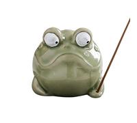 Ceramic Frog Incense Burner, Meditation Decor Statue, 2.24x2.44 Inches Flow Zen Aroma System, Heat Resistant Clay Craft Design, Calm Oriental Design Style for Home Yoga Room Use