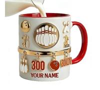 Ceramic Funny Novelty Drinkware - 350ml Vibrant Insulated Bowling Theme | Embossed Ceramic Coffee Mug For Chocolate Tea Milk Water Juice Home Dorm Hotel Bowling Enthusiasts Teenss
