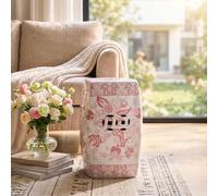 Ceramic Garden Stool, Chinoiserie Side Table with Hand-Painted Floral