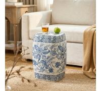 Ceramic Garden Stool, Chinoiserie Side Table with Hand-Painted Floral
