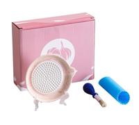 Ceramic Garlic Grater Plate Set with Stand Peeler & Brush Kitchen Tool
