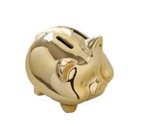 Ceramic Gold Piggy Bank, Festive Table Decor with Creative Design, Cute Ornament for Living Room & Gift Giving(2 UK)
