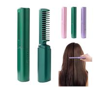 Ceramic Hairdressing Comb-Latest Hairdressing Comb,Portable Wireless 2-in-1 Hairs Dressing Combs for Straight and Curly Hairs, Fast Heating Frizz-Free Hair Anytime, Anywhere (Green)