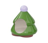 Ceramic Hamster, Pine Tree-Shaped Cave, 5.51x5.51x6.3inches, Small Pet Habitat Shelter, Waterproof, Cozy Resting, Cute Green Style, for Chinchillas, Squirrels, Hedgehogs, Hamsters