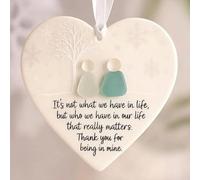 Ceramic Heart-Shaped Sea Glass Friendship Decor, Friendship Heart Ornament, Hearts Ornament for Christmas Tree Hanging Ornaments, Sea Glass Art for Best Friends (1 Pcs)