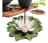 Ceramic Incense Burner - Flower Shape Tray, 3.5 Inch Incense Stick Holder for Relaxing, Leaf Shaped Gear, Home Decor Tool with Heat Resistant Glaze, Fragrance Holding Piece for Burning and Meditating