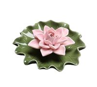 Ceramic Incense Burner - Flower Shape Tray with Leaf Shaped Base, Incense Stick Holder for Yoga SPA Room Living Room Bedroom Home Decor, Decorative Ash Catcher for Meditation Relaxation
