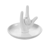Ceramic Jewelry Tray Cartoon Hand Gesture Ring Dish Earring Organizer Trinket Storage Plate Simple Lines Smooth Texture 1Pcs