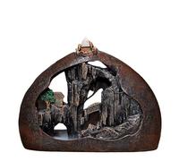 Ceramic Listening to The Rain Backflow Incense Burner, USB Powered Halfway Smoke Effect Home Decor Sandalwood Holder