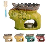 Ceramic Lotus Flower Design Incense Burner Holder, Pink Aromatherapy Furnace Essential Oil Holder, Crackle Glaze Home Fragrance Holders for Relaxation and Home Decor