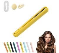Ceramic Mini Hair Curler for Short Hair,Mini Curling Iron for Short Hair,2 In 1mini Dual Voltage Curling Wand Flat Iron Hair Straightener Cordless,Portable Mini Dual Purpose Curling Iron (Yellow)