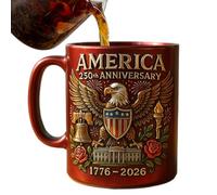 Ceramic Mug, 11 oz Ceramic Cup for Coffee Enjoyment, 250th Flag & Eagle Design with Handle Cultural Symbol Appreciation, for Adults Men Women Hot Tea Travel Home Office 3.54x3.94x3.15 inches