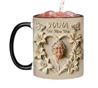 Ceramic Mug - Grandma Drinkware Home Decor, 300ml Elegant Tea Coffee Mugs, Tea Cups | Wreath Pattern For Women Grandma Mom Milk Latte Cappuccino Juice Soda Beer Home Office Birthday Party