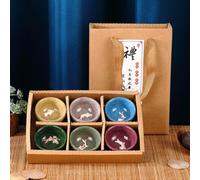 Ceramic Mug Teacup Colorful Ice Crack Kungfu Tea Cup Ceramics Kit Chinese art 6 Cups