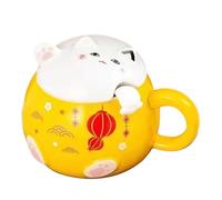 Ceramic Mugs | Cat Design Lid Fun Beverage Drinkware, Ceramic Tea Mug For Cappuccino Cocoa Latte Wine Juice Beer Milk Kitchen Cafe Restaurant Home Birthday Use, Handy Piece For Daily