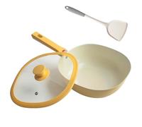 Ceramic Nonstick Pan Skillet with Glass Lid,Scratch-Resistant Without Coating Frying Pan with Non-Slip Handle,Lightweight Round Cookware Stir-Fry Pans,for Induction,Gas,Electric Stove