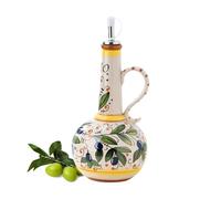 Ceramic Oil Bottle, Hand Painted Pottery, Stainless Steel Spout with Smart Style, Kitchen Gear for Daily Cooking, Pour Mate, Ceramic Oil Bottle for Home Table Indoor Vinegar Storage Kitchen