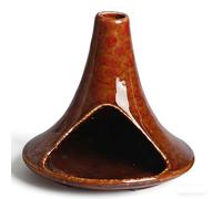 Ceramic Palo Santo Holder Sage Smudge Bowl - Windproof Ash Catcher Burner - Heat Resistant Pottery Incense Chimney for Meditation Yoga Home Decor(Light Brown with Red speckles)