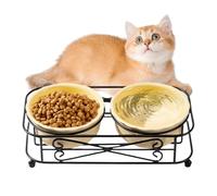 Ceramic Pet Bowl - Elevated Cat and Dog Food with Water Dish with Stand, Designed for Healthy Eating, Travel, Indoor, Outdoor, Puppies, Kittens, and Small Dogs 3.46 Inches