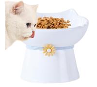 Ceramic Raised Cat Bowls, Elevated Cat Food Dish with Tilt, Non Slip Cat Feeding Station, Anti Vomit Indoor Cats Dining Accessories 5.63x3.7x5.04" for Indoor Cats, Kittens